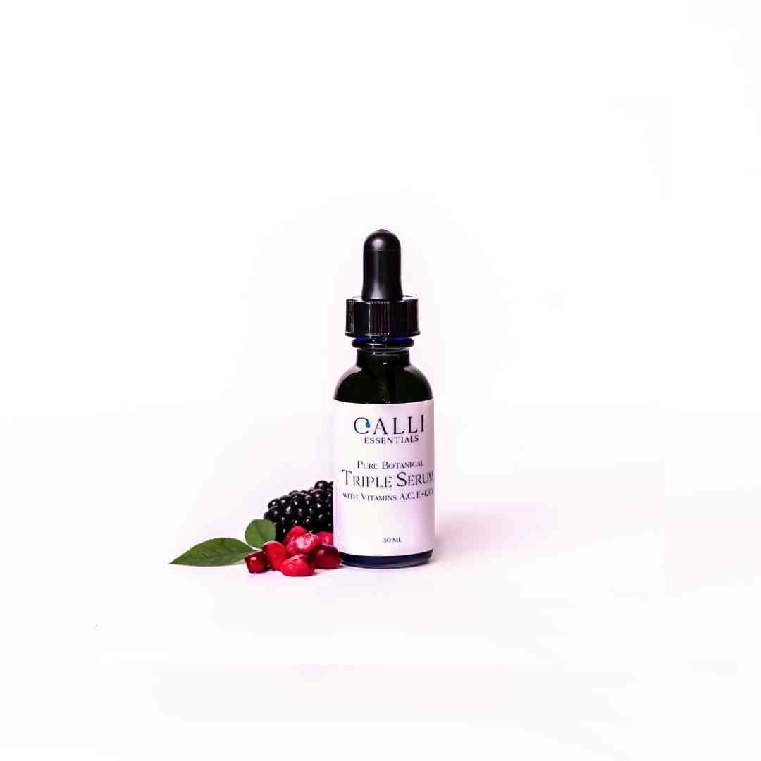 Triple Serum with Vegan Vitmains A, C, Q10, Pomegranate & Blackberry Oils